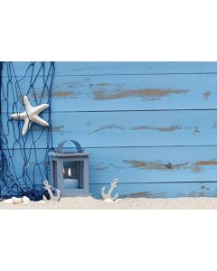 Blue Wood Board Backdrop - Yeele 7x5ft Vinyl Nautical Style Drifting Bottle Starfish Fishing Nets Photography Background Pictures Sailor Boy Kid Adults Portrait Photo Booth Shooting Studio Props