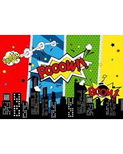 Yeele 7x5ft Cartoon Comic City Super Hero Photography Backdrop Vinyl Humor Abstract Superhero Baby Shower Photo Background for Girl Kid Birthday Party Photo Video Shoot Studio Prop Wallpaper