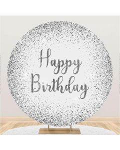 Yeele 6x6ft Happy Birthday Round Backdrop White Silver Glitter Background for Photography Kids Woman Man Birthday Party Decorations Cake Smash Supplies Polyester Fabric YouTube Photo Studio Props