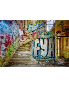 Yeele 9x6ft Urban Street Graffiti Wall Backdrop for Pictures Retro Abandoned School Building Photography Background Children Kids Adult Photo Booth Shoot Vinyl Studio Props