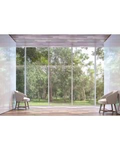 Yeele 10x8ft Empty Room Backdrop French Transparent Glass Window Nature Green Plants Photography Background Chair Home House Interior Room Video Conferencing Photo Studio Props